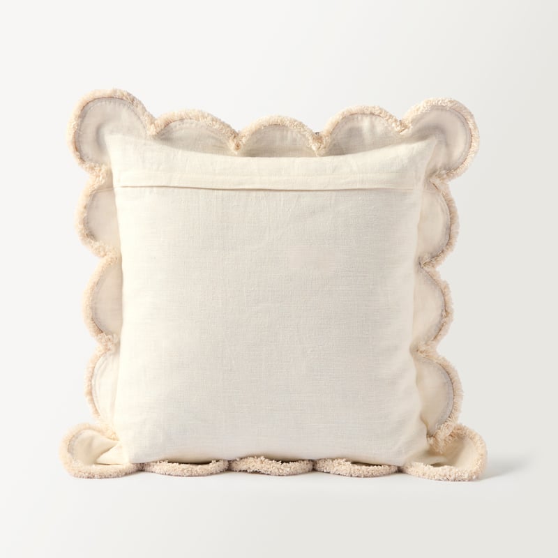 Delilah White Scallop Linen Cushion