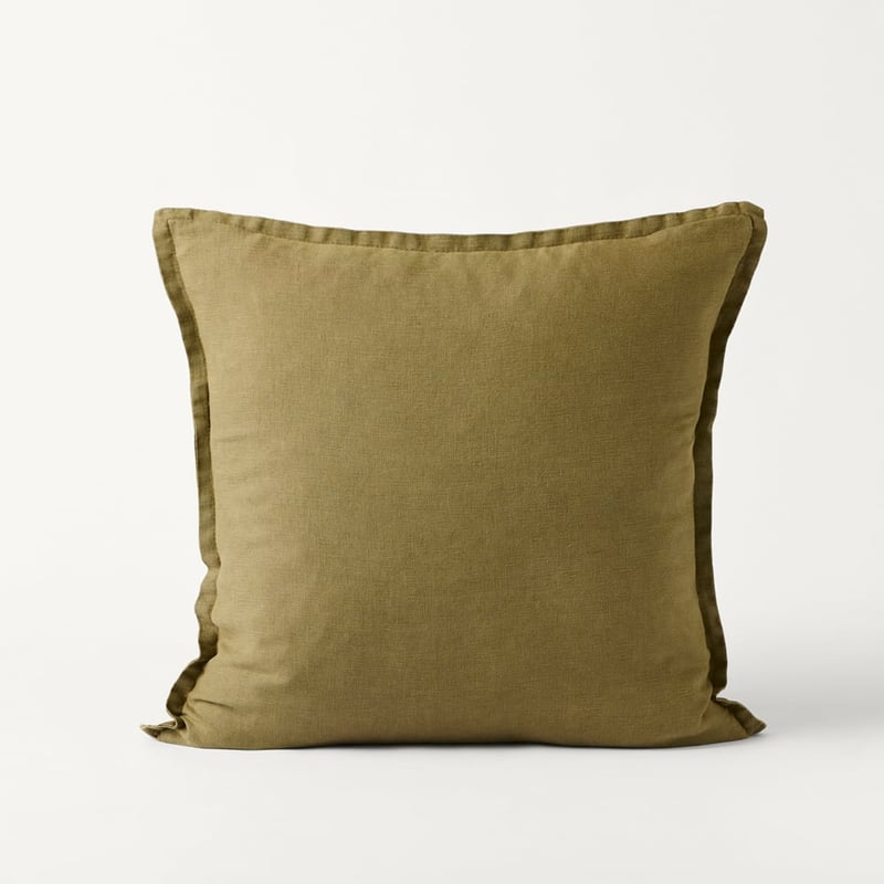Belgian Mission Olive Vintage Washed Linen Cushion
