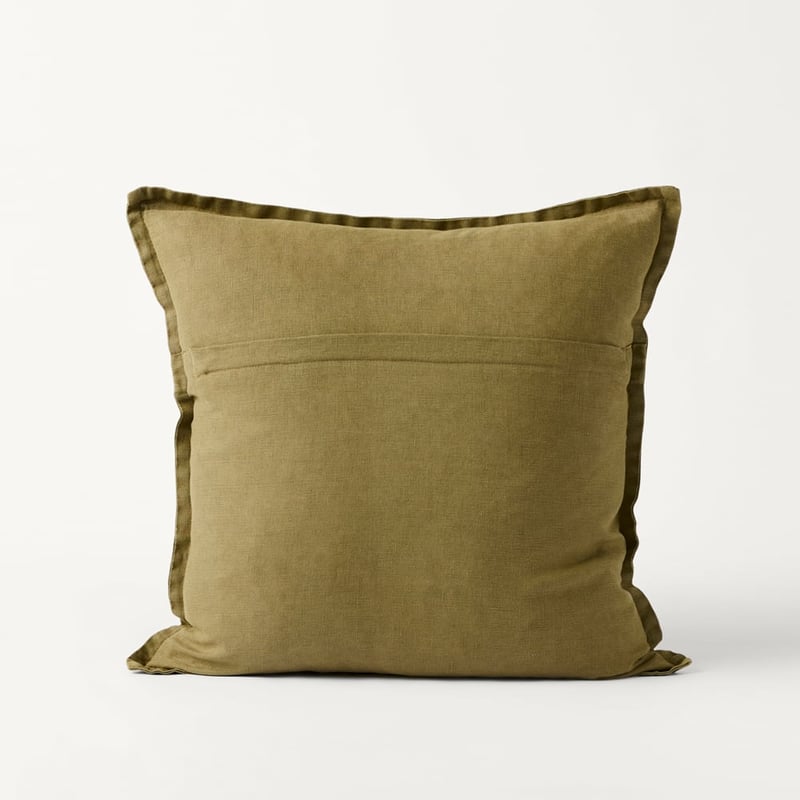 Belgian Mission Olive Vintage Washed Linen Cushion