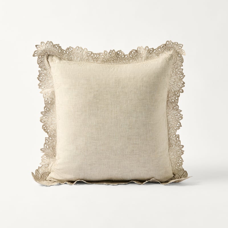 Solene Linen Embroidered Cushion