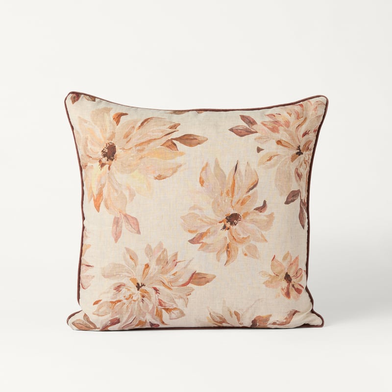 Solene Hazelnut Floral Cushion