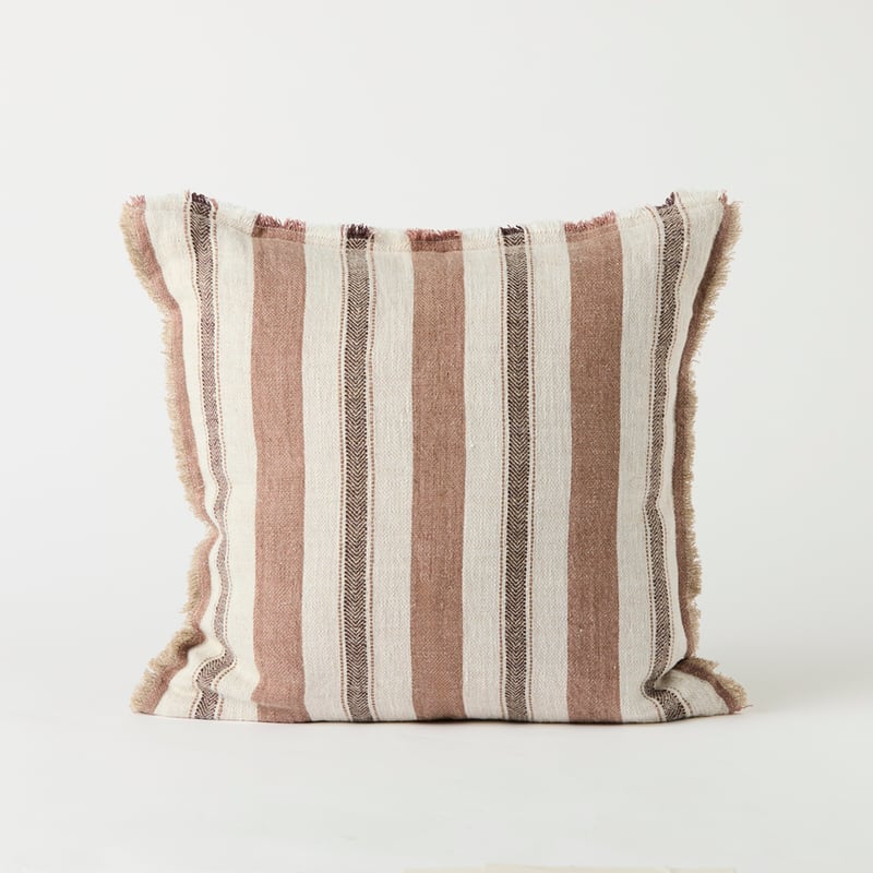 Shadow Mocha Stripe Linen Cushion