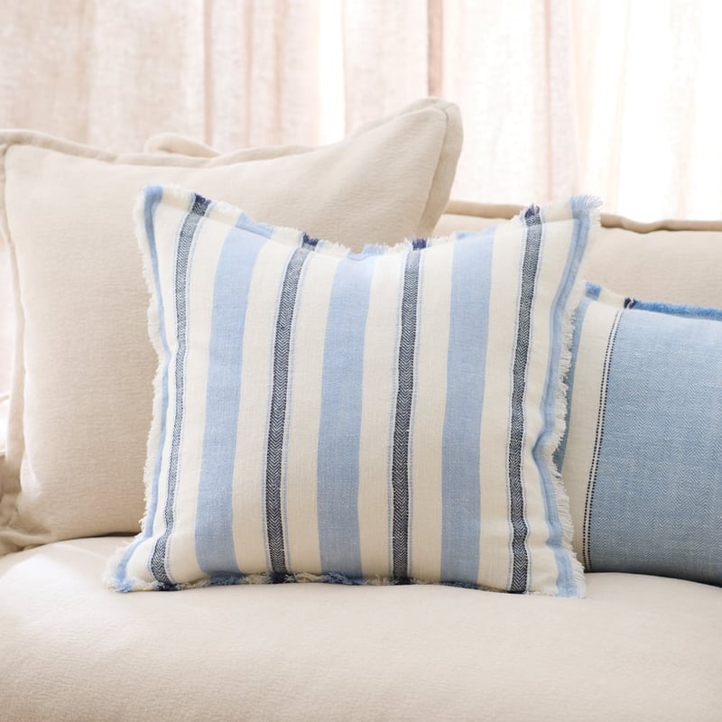 Shadow Cashmere Blue Stripe Linen Cushion