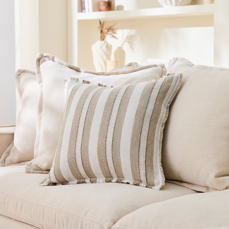 Shadow White Stripe Linen Cushion