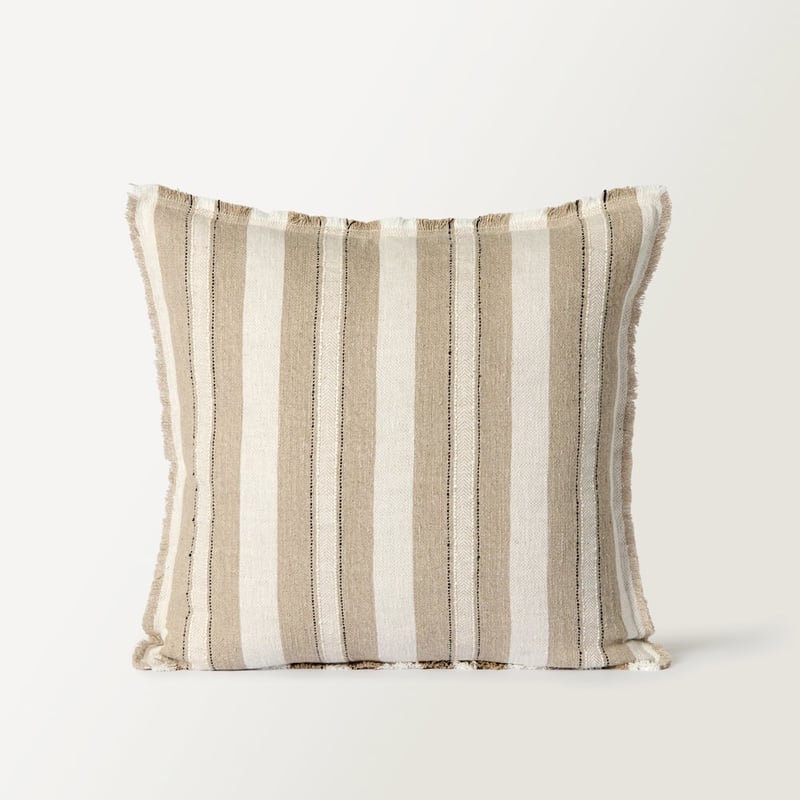 Shadow White Stripe Linen Cushion