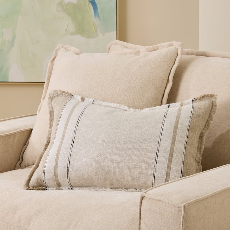 Echo White Stripe Linen Cushion