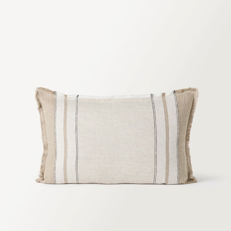 Echo White Stripe Linen Cushion