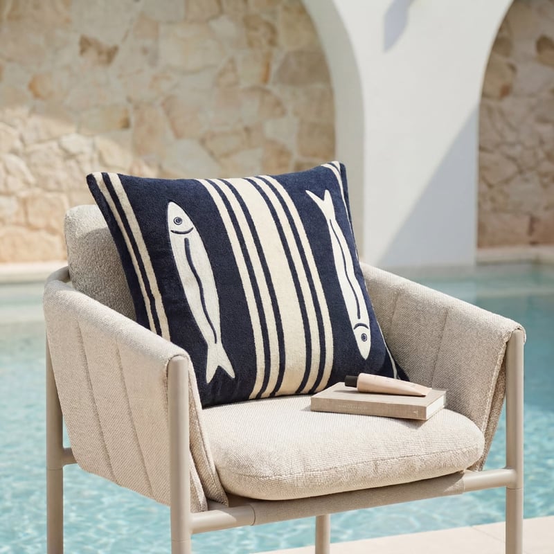 Jervis Navy Terry Outdoor Cushion