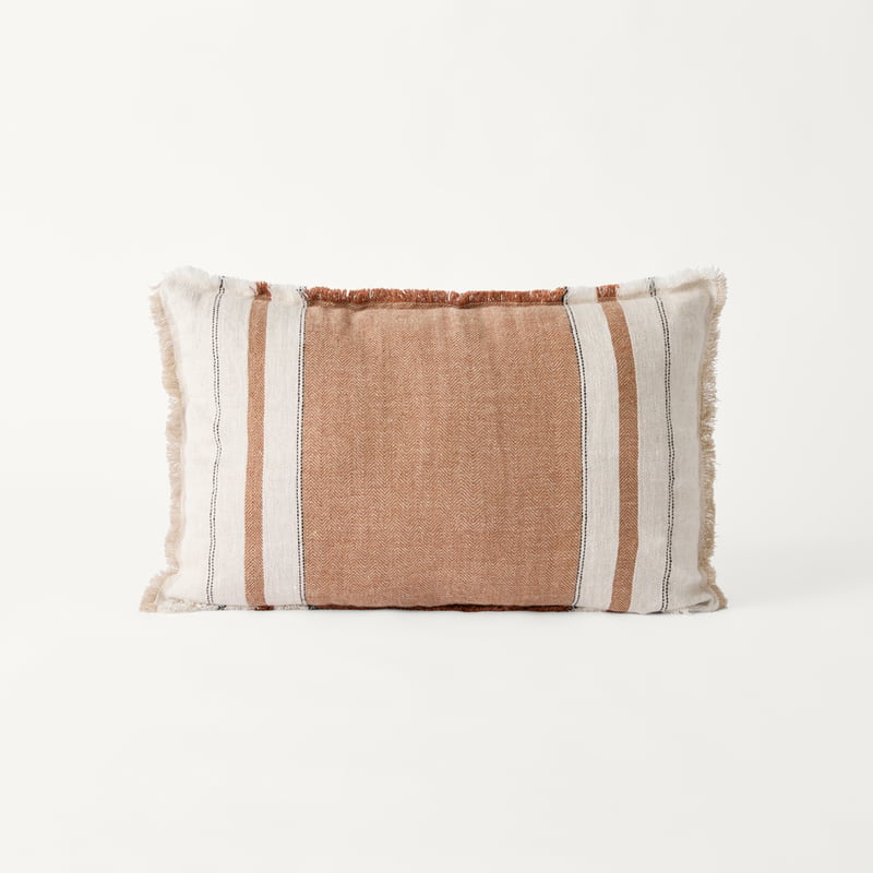 Echo Natural & Brown Sugar Stripe Linen Cushion