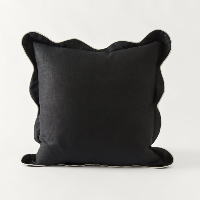 Emia Black & Natural Linen Cushion