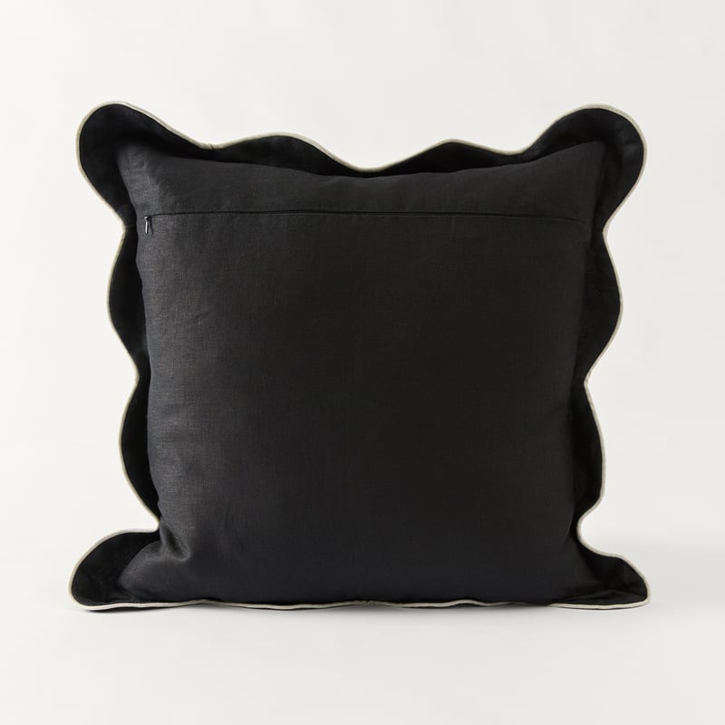 Emia Black & Natural Linen Cushion