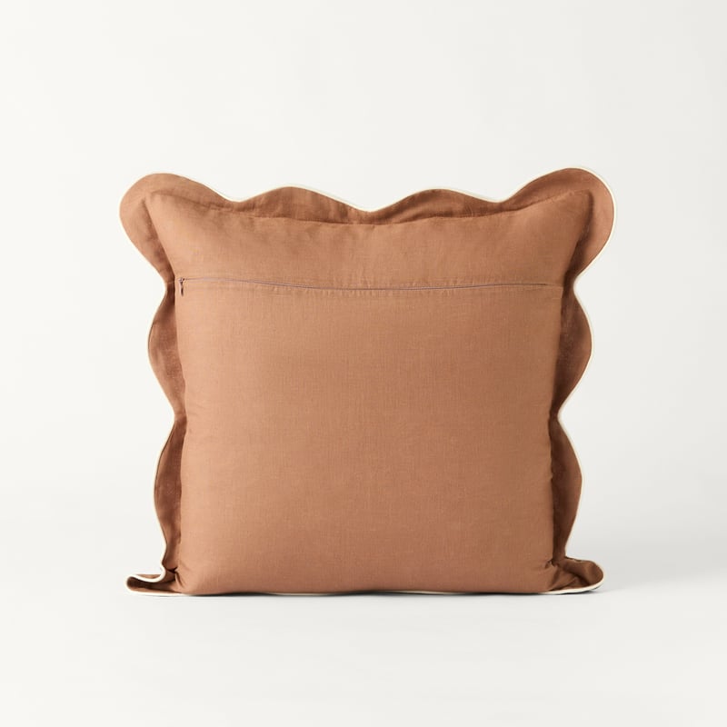 Emia Mocha & Whisper White Linen Cushion