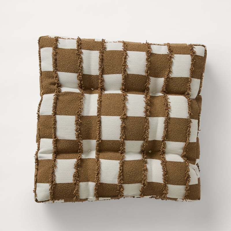 Check White & Tan Tufted Woven Chair Pad 