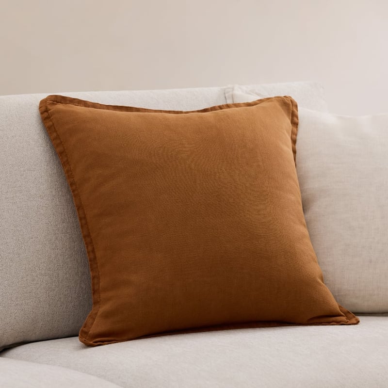 Belgian Brown Sugar Vintage Washed Linen Cushion