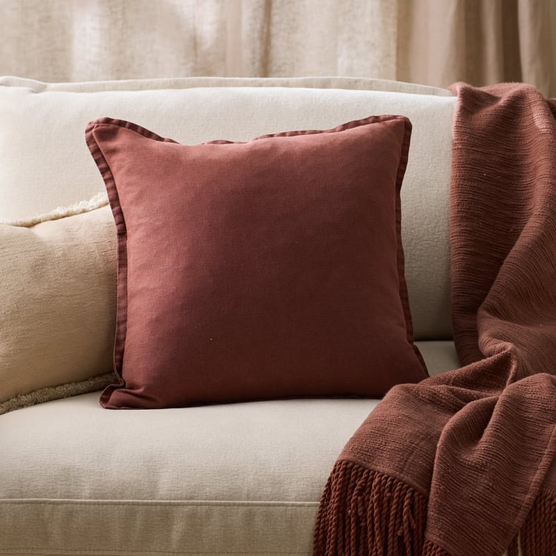 Belgian Coffee Vintage Washed Linen Cushion