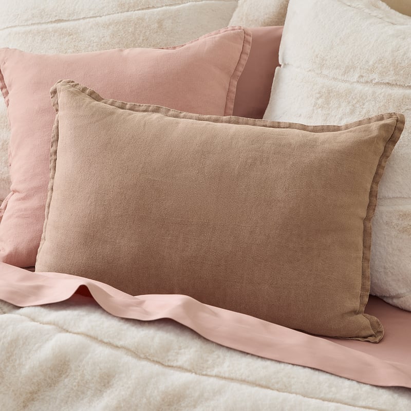 Belgian Mocha Vintage Washed Linen Long Cushion