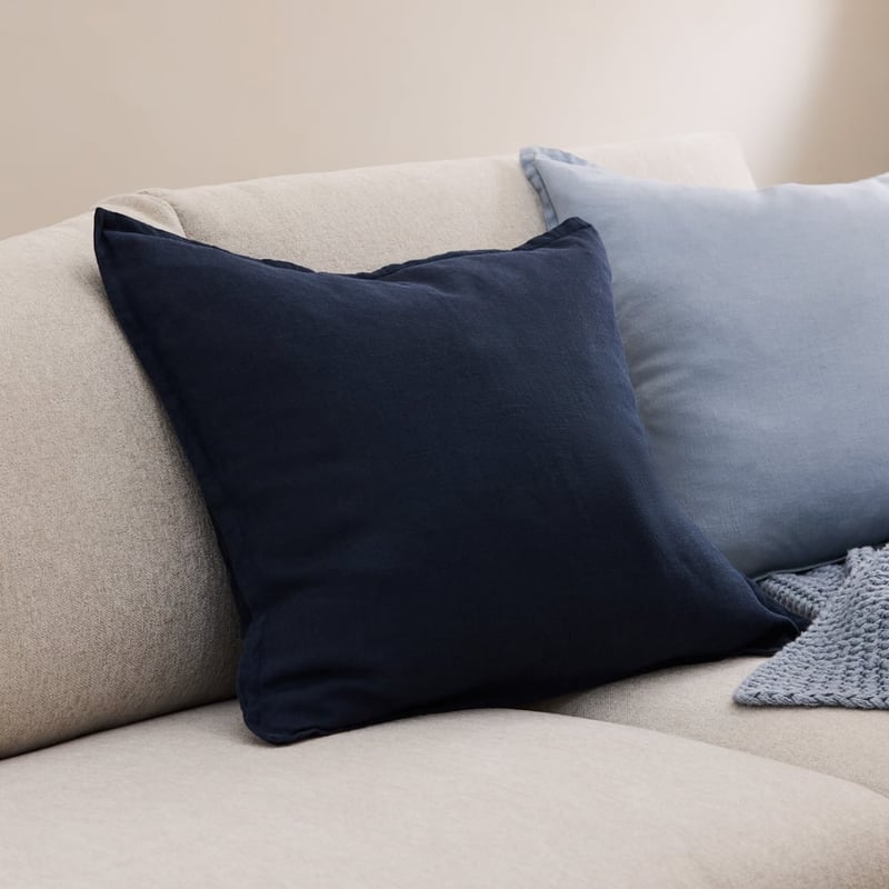 Belgian Navy Vintage Washed Linen Cushion