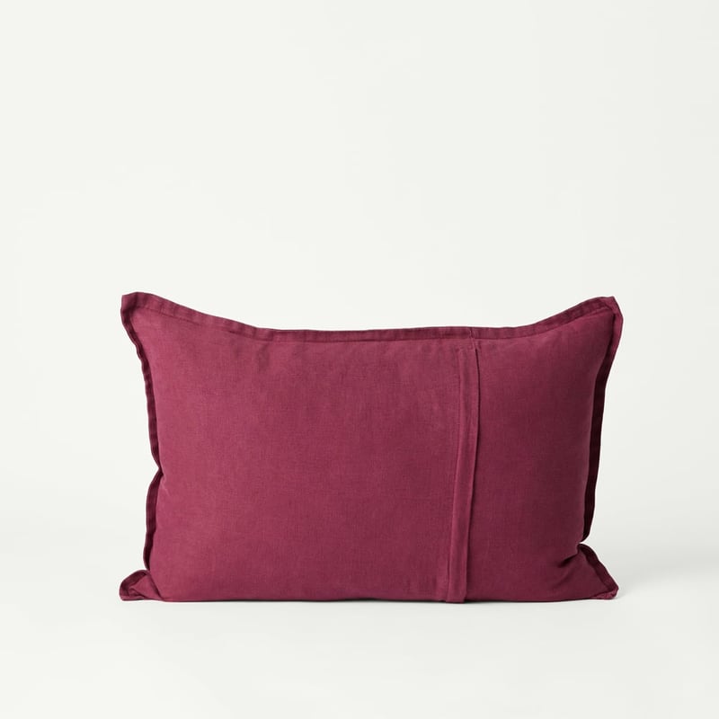 Belgian Burgundy Vintage Washed Linen Long Cushion