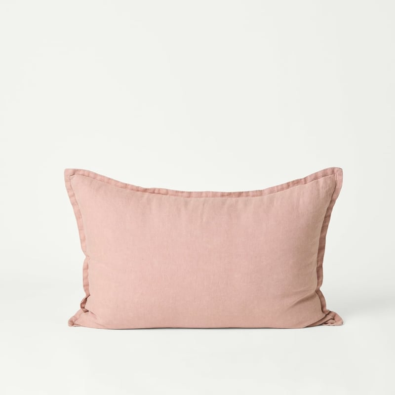 Belgian Pink Glow Vintage Washed Linen Long Cushion