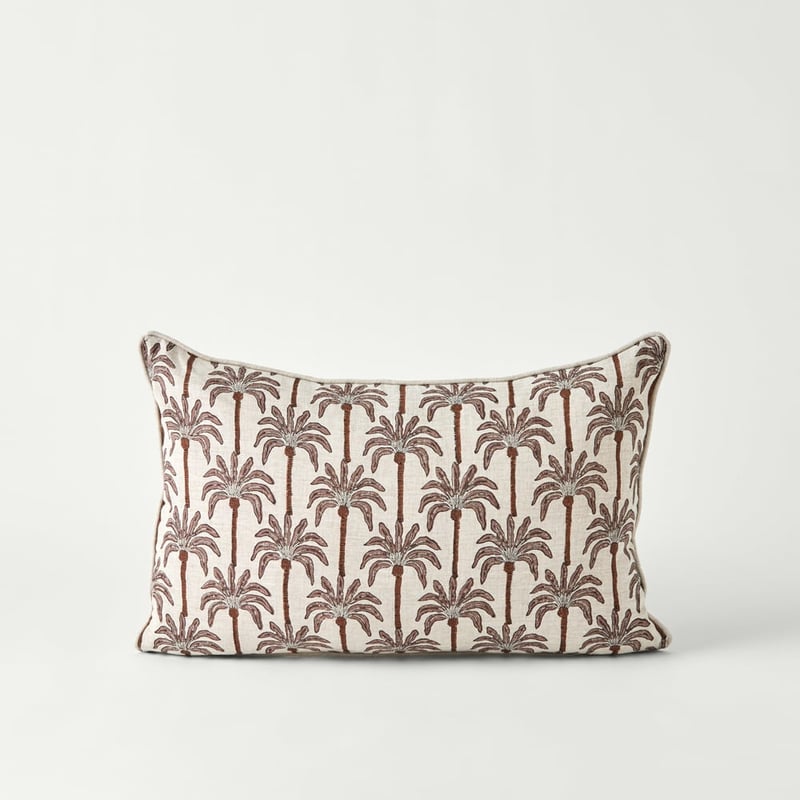 Delhi Hathelee Palm Woodblock Linen Cushion