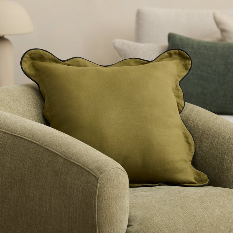 Emia Olive Linen Cushion