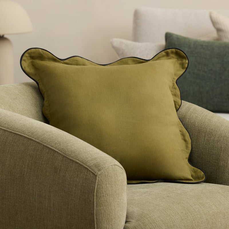 Emia Olive Linen Cushion
