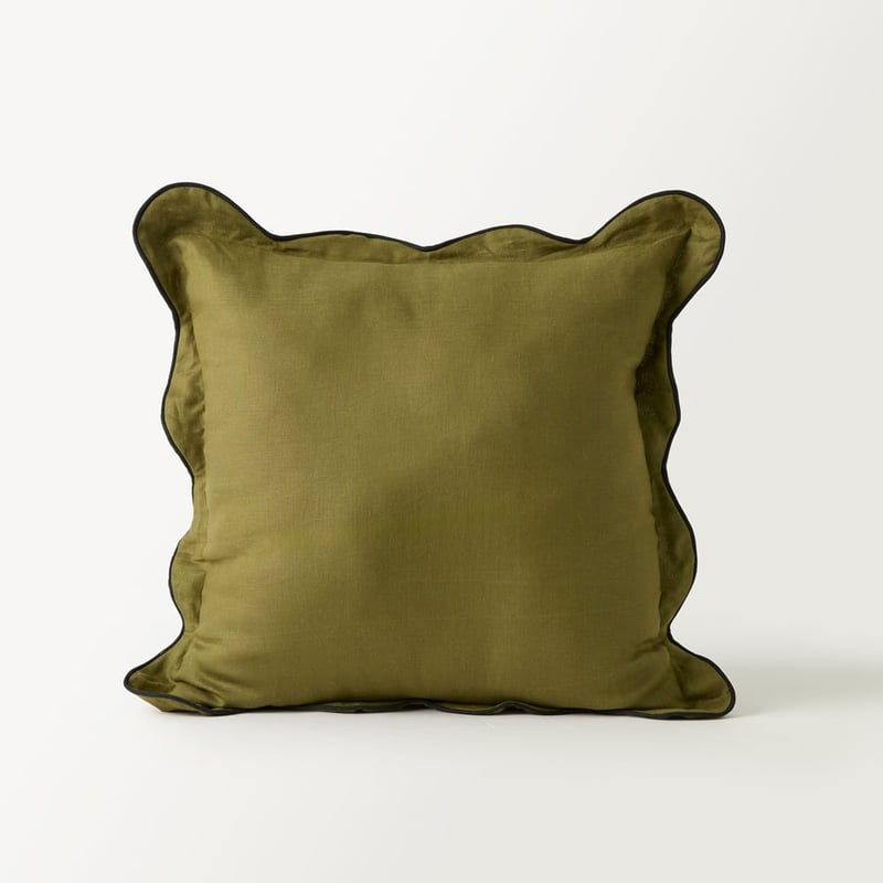 Emia Olive Linen Cushion