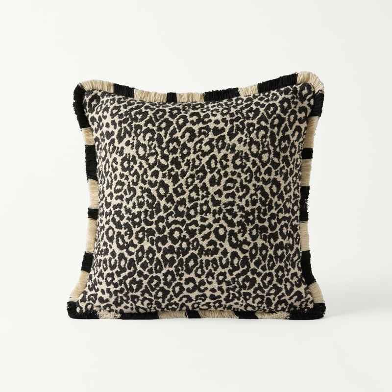 Shadow Black Leopard Cushion
