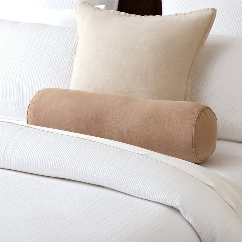 Belgian Vintage Washed Linen Mocha Bolster Cushion