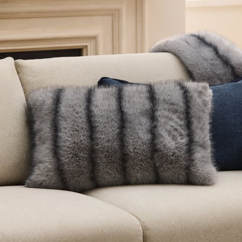 Lucerne Grey Recycled Fur Cushion 