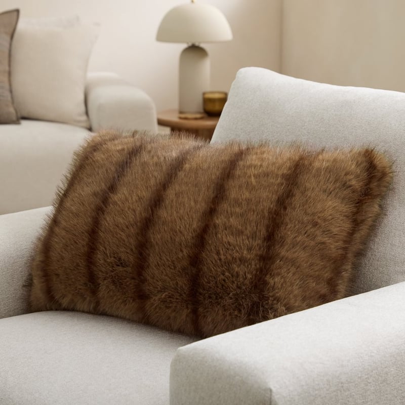 Lucerne Mocha Recycled Fur Cushion