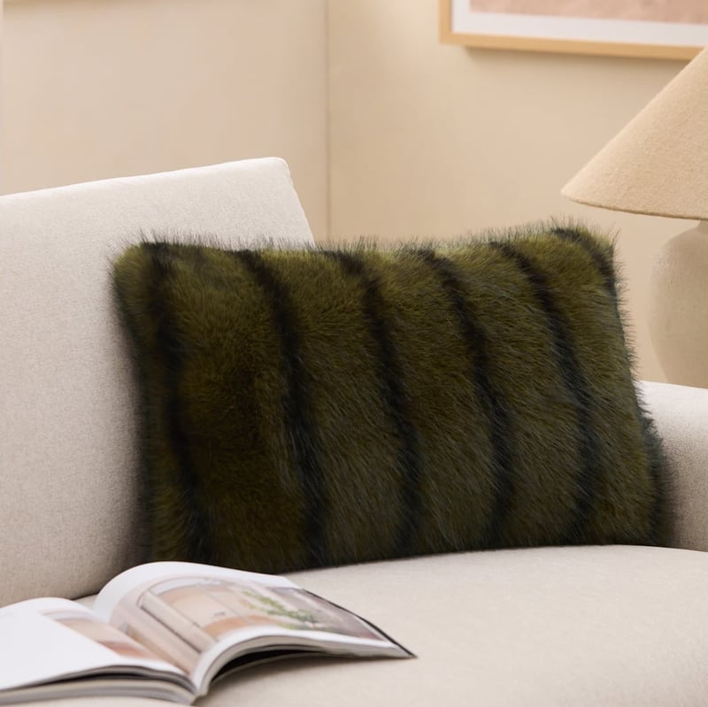 Lucerne Olive Recycled Fur Cushion 