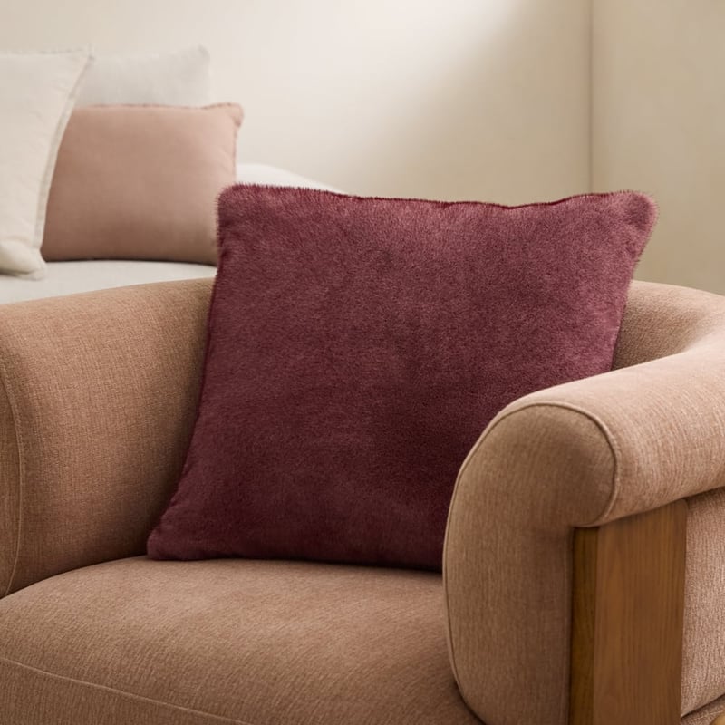 Zurich Mulberry Recycled Fur Cushion