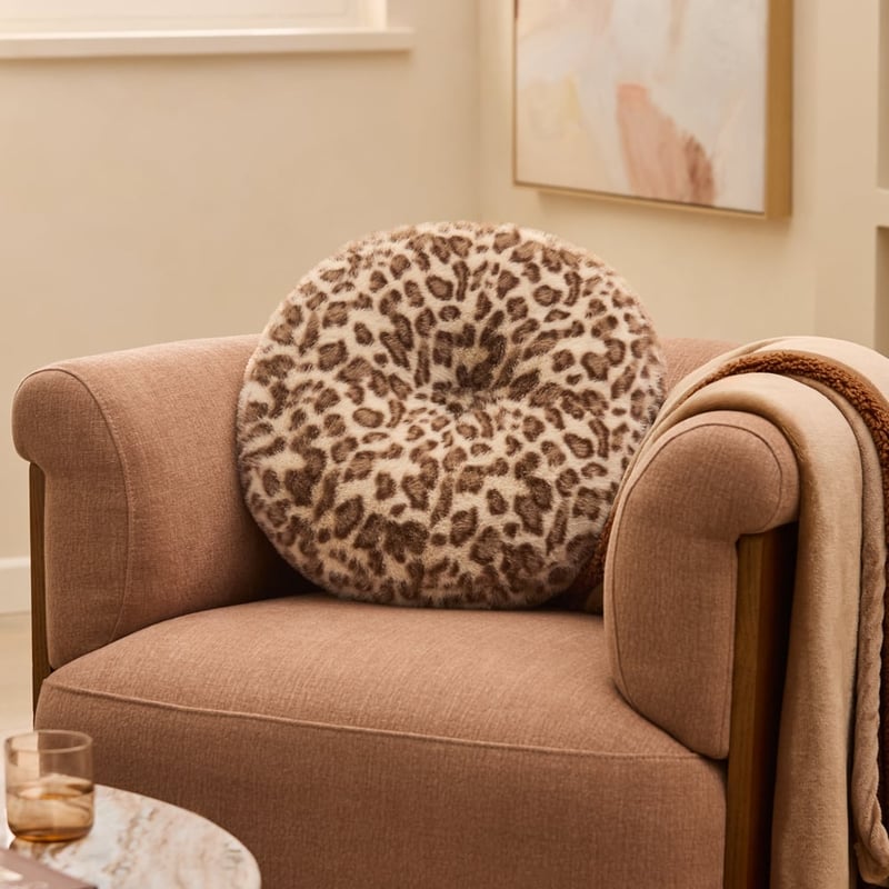 Leopard Natural Recycled Fur Cushion