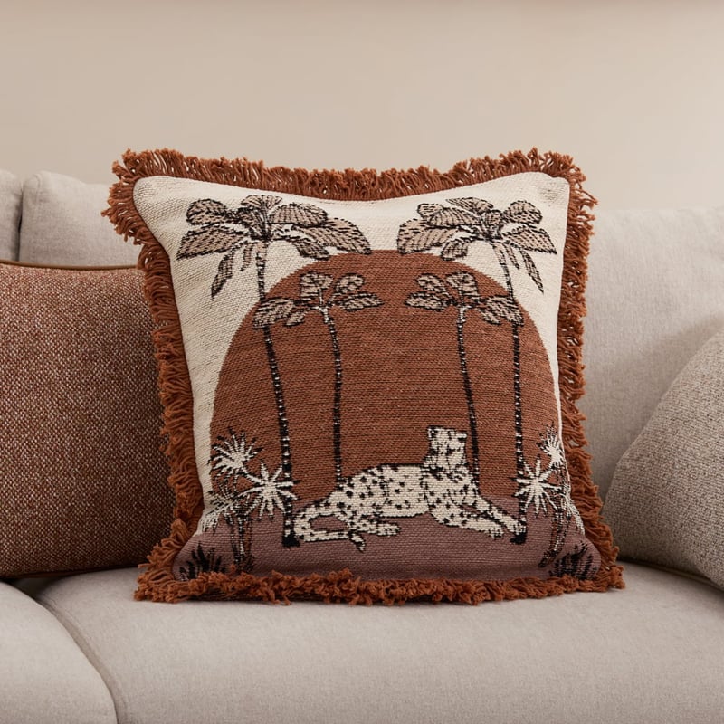 Jaguar Brown Palm Cushion