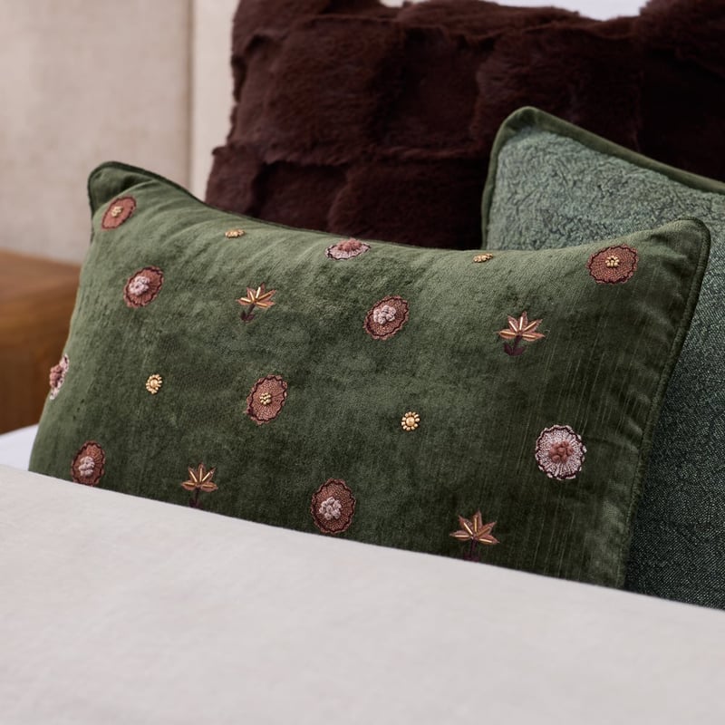 Aurora Velvet Ivy Floral Cushion