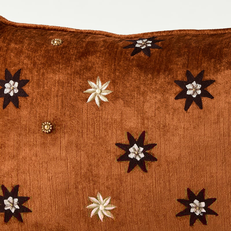 Aurora Velvet Umber Star Cushion