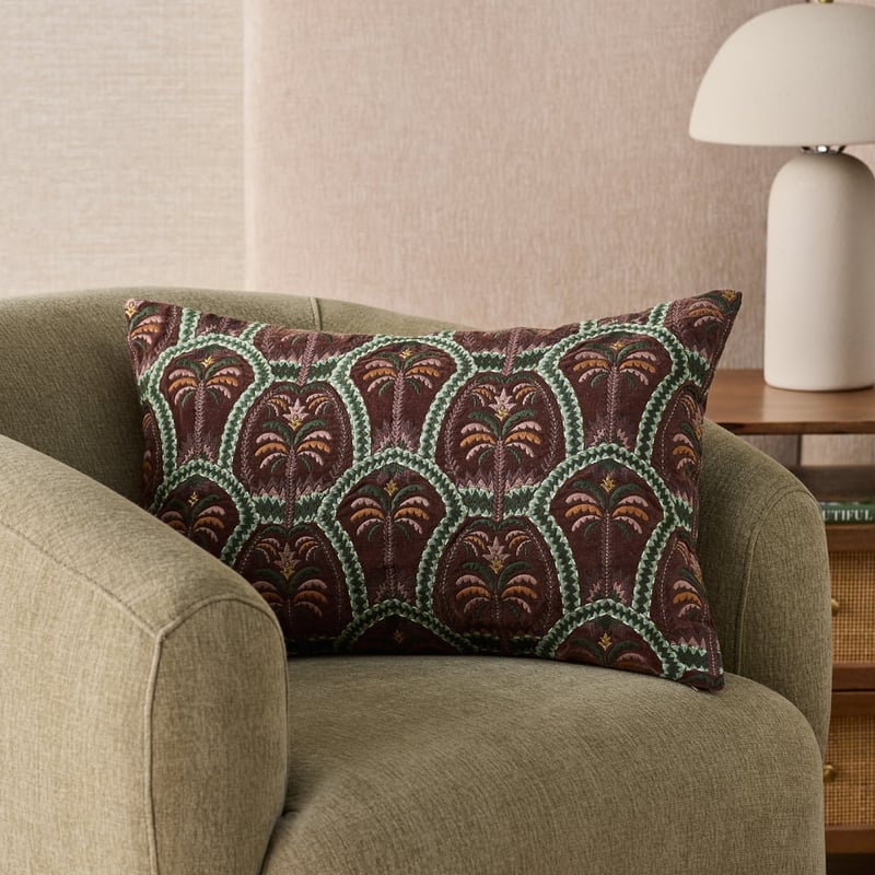 Ornate Raisin Palm Cushion