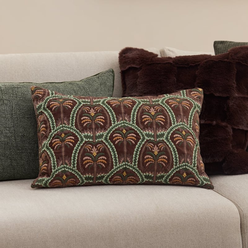 Ornate Raisin Palm Cushion