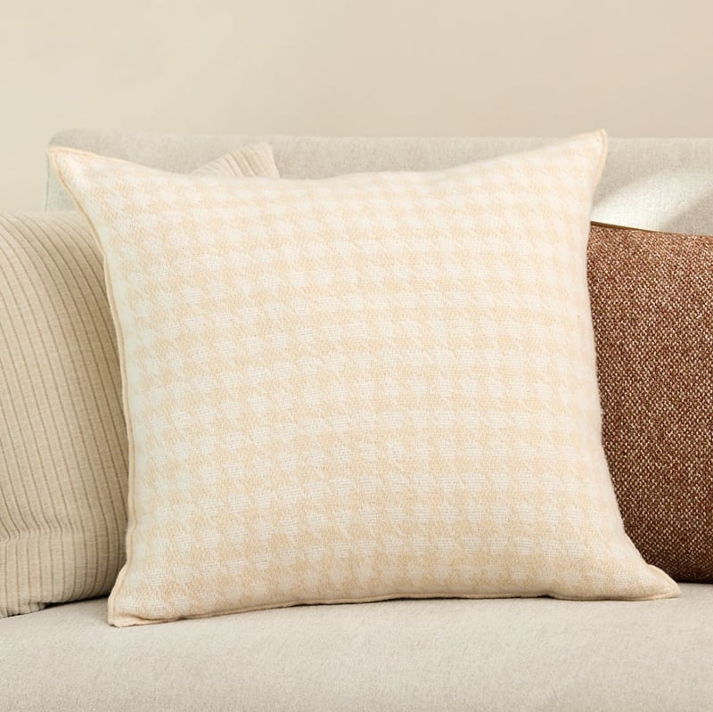 European Houndstooth Natural Cushion