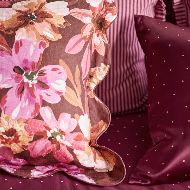 Peony Berry Floral Linen Cushion