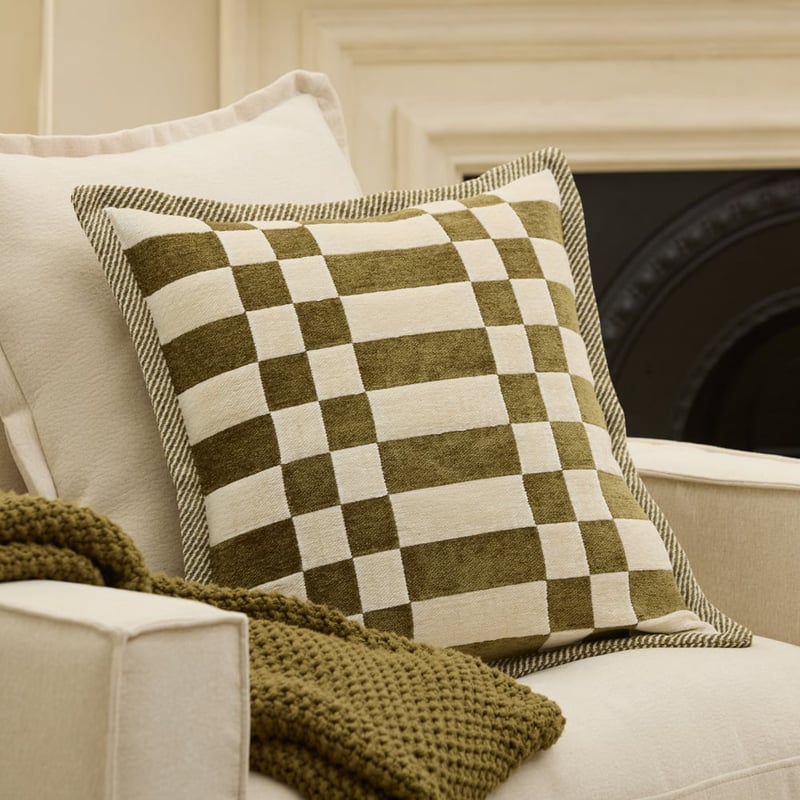 Cooper Olive Check Cushion