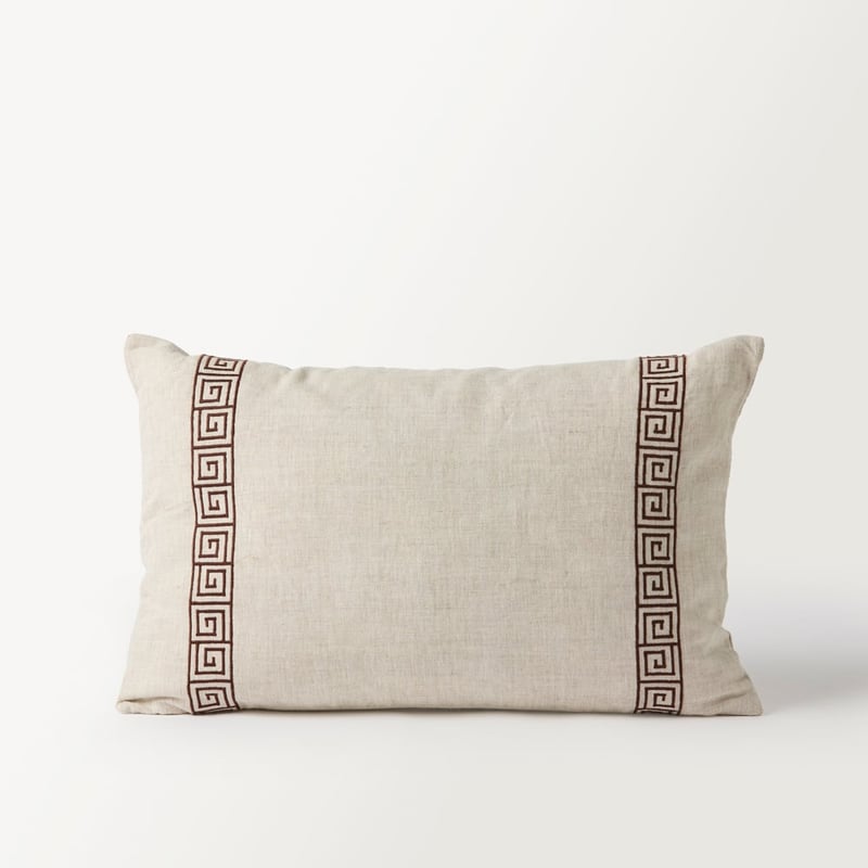Meandros Coffee Linen Cushion