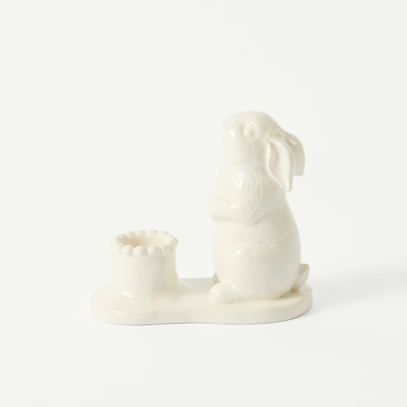 Bunny Hop White Candle Holder