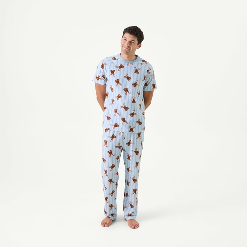 Mens Easter Blue Long Pyjama Set