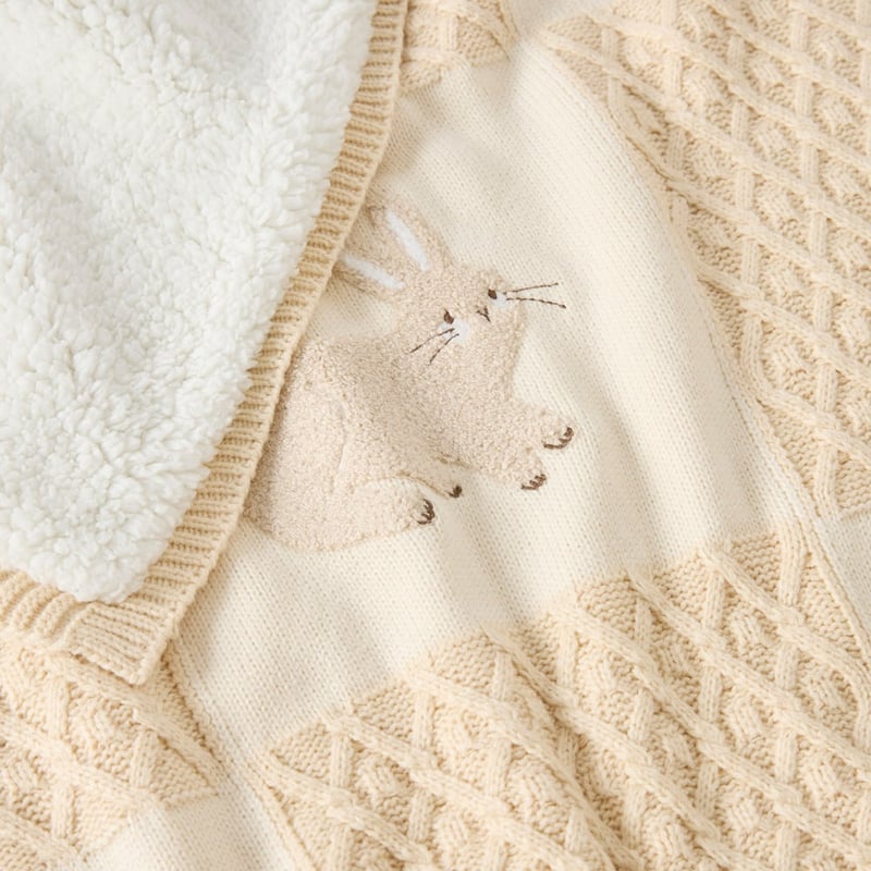 Easter Bunnies Natural Sherpa Baby Blanket