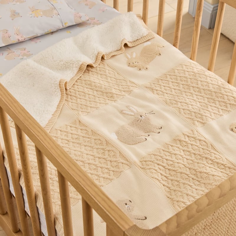 Easter Bunnies Natural Sherpa Baby Blanket