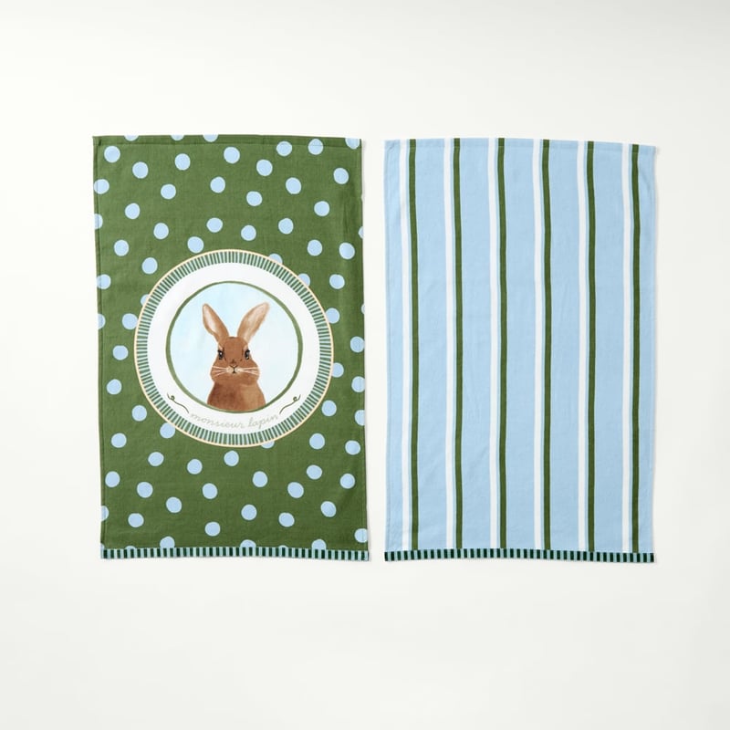 Easter Bunny Nordic Blue Spot Tea Towel Pack of 2