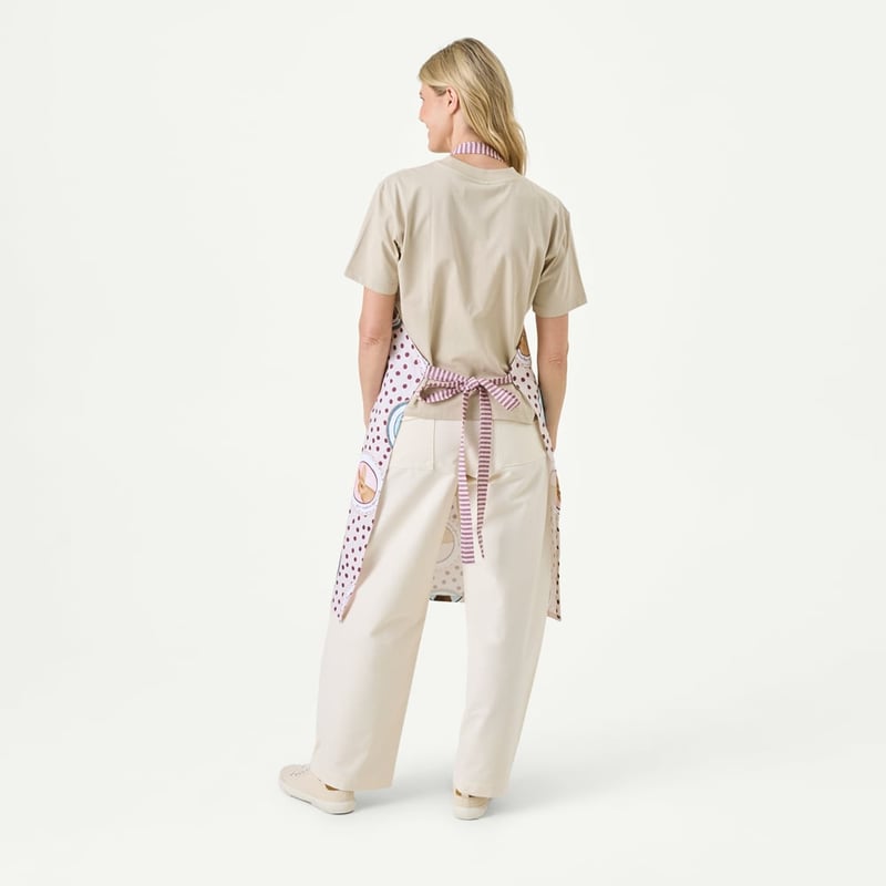 Easter Rose, Burgundy & Nordic Blue Apron