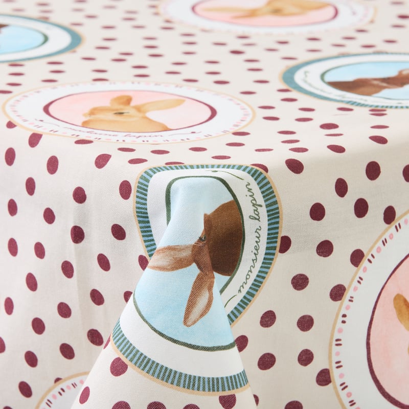 Easter Rose, Burgundy & Nordic Blue Tablecloth